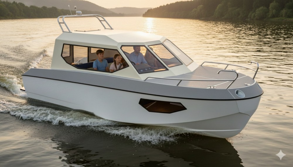 Алюминиевый катер Атлантик 8.7 с реданом, кабинник на заказ