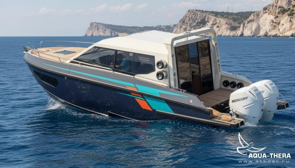 Алюминиевый катер Атлантик 8.7 с реданом, кабинник на заказ