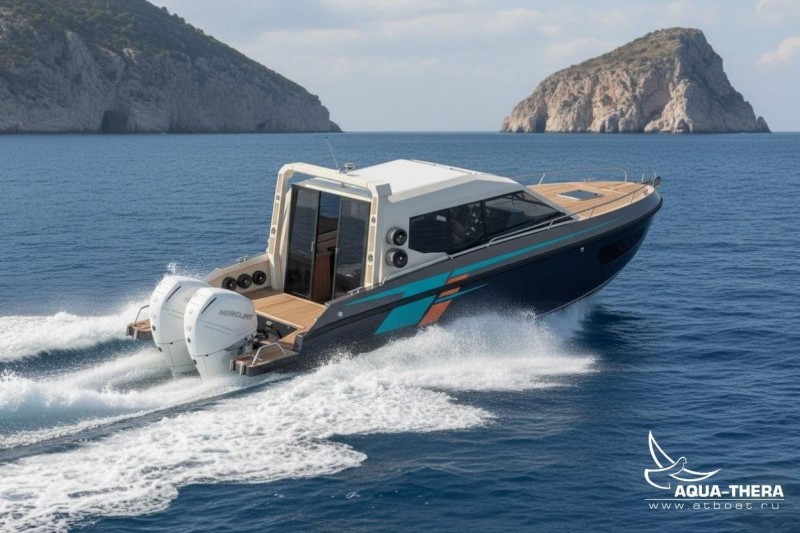 Алюминиевый катер Атлантик 8.7 с реданом, кабинник на заказ