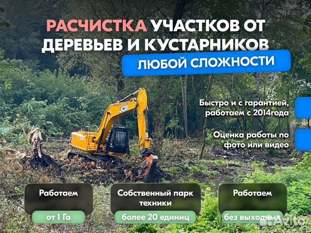 Расчистка территорий от деревьев и пней от 1 Га